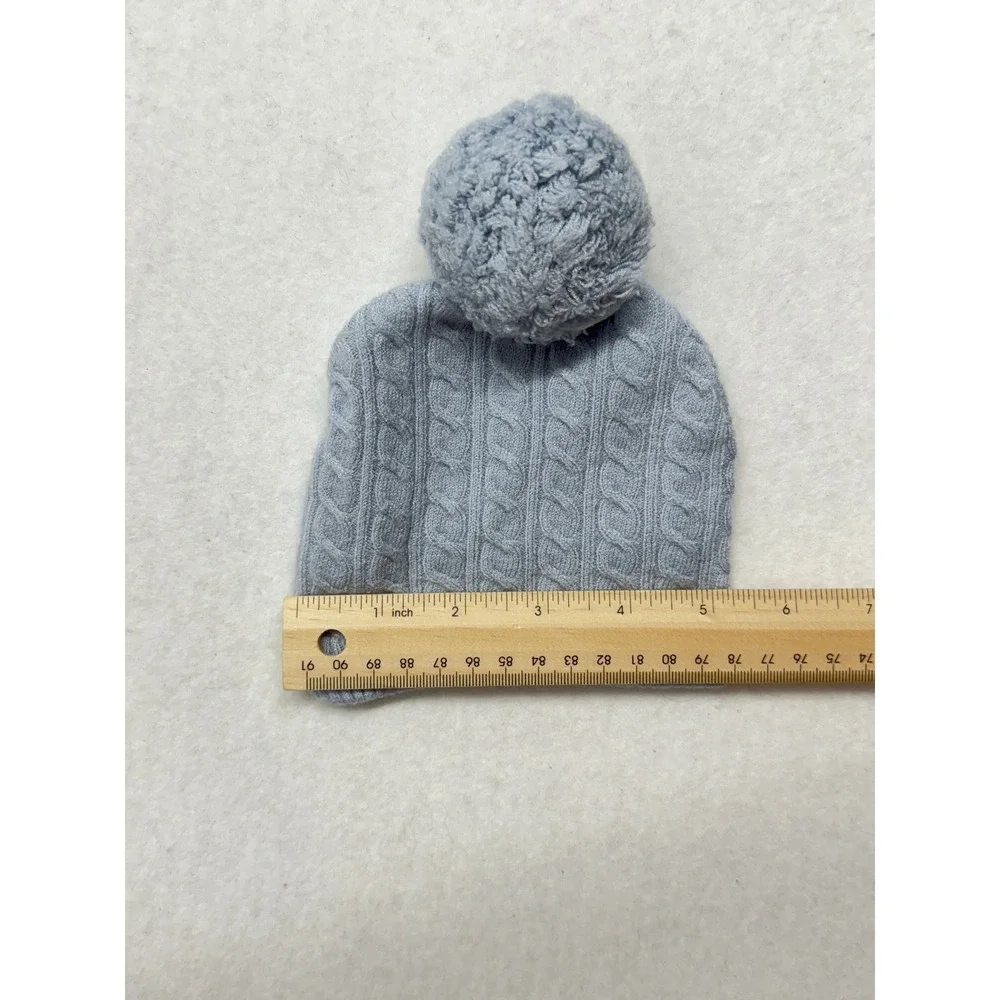 Nygb Two Kids Baby Light Blue Cable Knit Pom Pom Beanie Winter Hat 3-6m